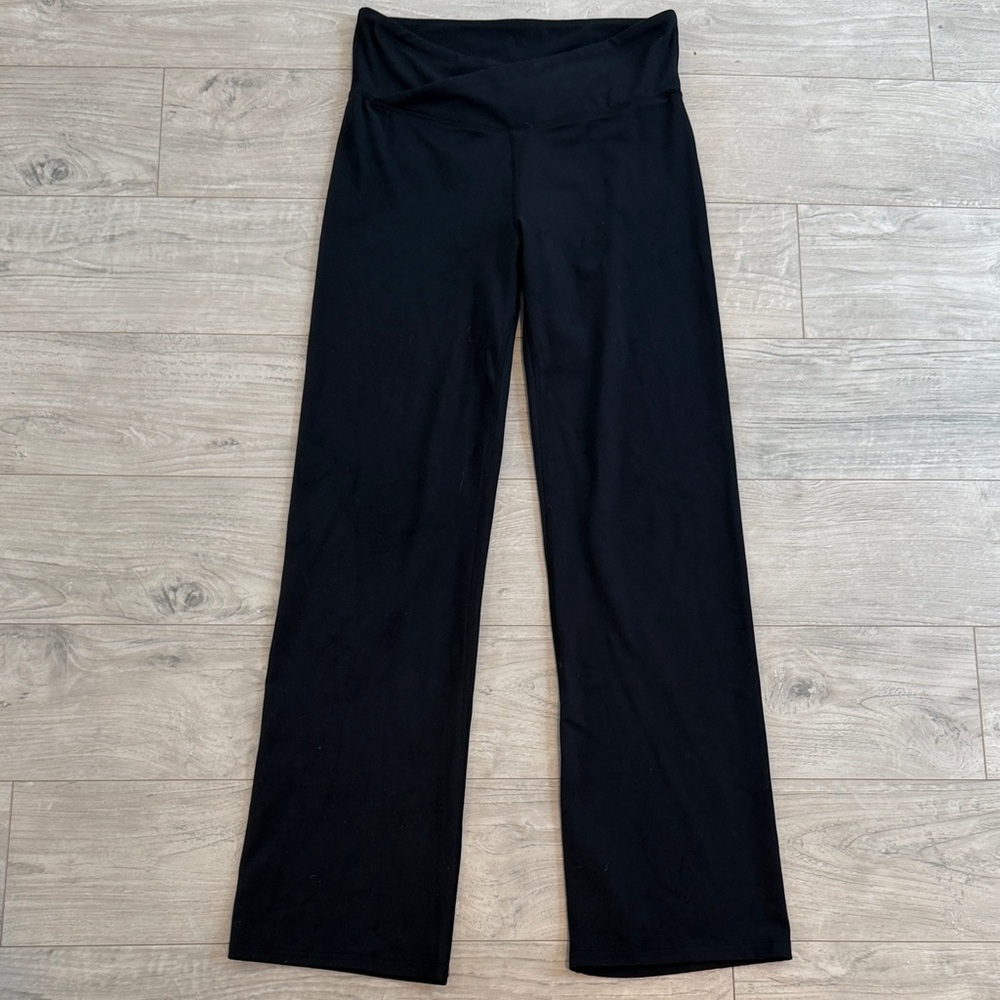 Balance Collection Women's Black High-Waisted Crossover Full length leggings L